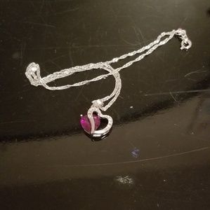 Purple Heart Gem Sterling Silver Necklace